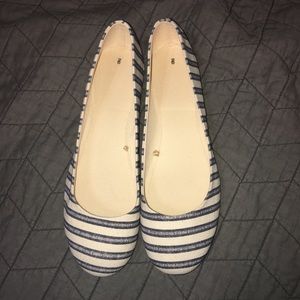 Blue & White Stripe Flats NWOT